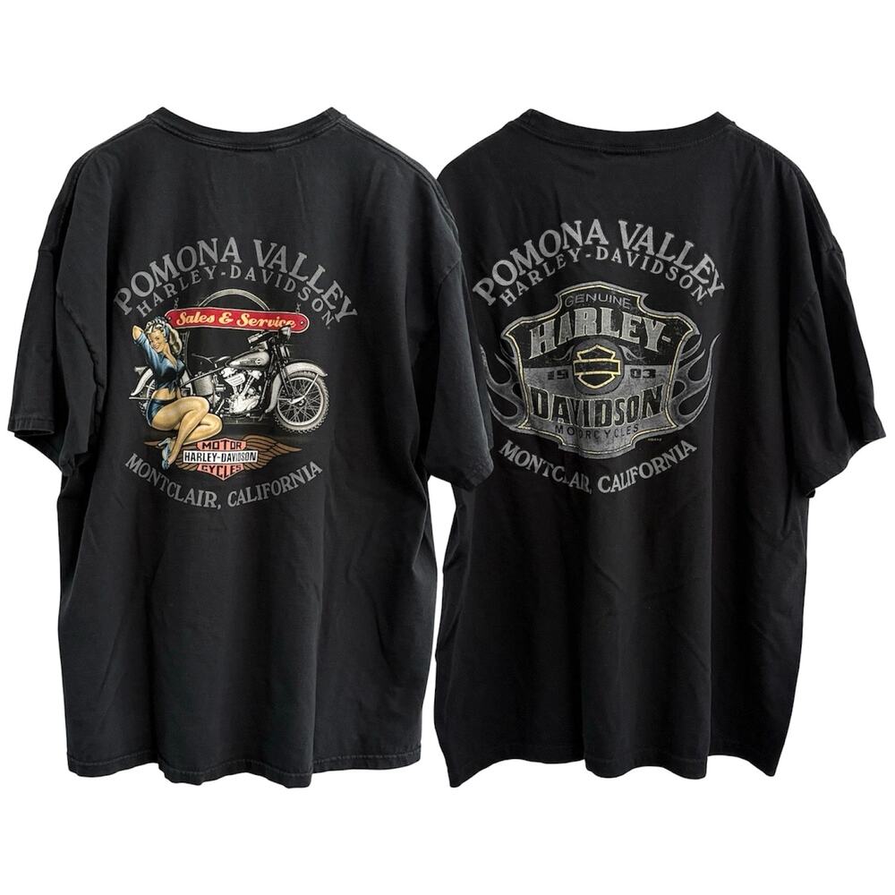 Harley Davidson Pomona Valley Shirt Sleeve T Shirt Men’s  Size 2X Patriotic USA